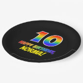 10誕生日:はっきりした,おもしろい,シンプル虹， 10 ペーパープレート (アングル)