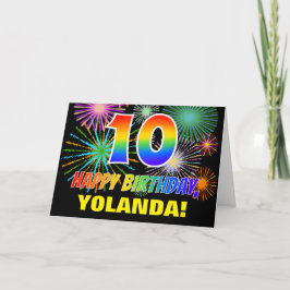 10誕生日:はっきりした,おもしろい，花火，レインボー10 カード
