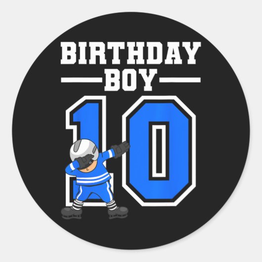 10誕生日 – アイスホッケー10歳 ラウンドシール (正面)
