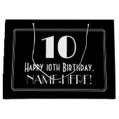 10誕生日:アールデコインスパイアスタイル「10」、名前 ラージペーパーバッグ (正面)