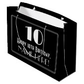10誕生日:アールデコインスパイアスタイル「10」、名前 ラージペーパーバッグ (裏面アングル)
