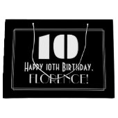 10誕生日～アールデコインスパイア見る"10" +名前 ラージペーパーバッグ (正面)