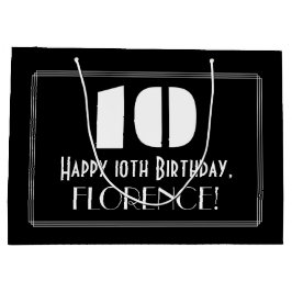 10誕生日～アールデコインスパイア見る"10" +名前 ラージペーパーバッグ