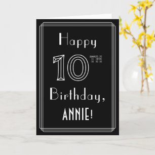 10誕生日:アールデコスタイル番号10および名前をカスタムする カード