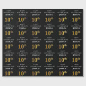 10誕生日: エレガント、黒、フェイク金ゴールド ラッピングペーパー (フラット)