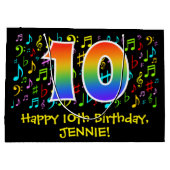 10誕生日-カラフル音楽シンボル、レインボー10 ラージペーパーバッグ (裏面)