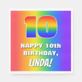 10誕生日: カラフル、おもしろいレインボーパターン# 10 スタンダードランチョンナプキン (正面)