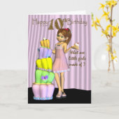 10誕生日、ハッピーバースデーカード小さな女の子 カード (黄色い花)