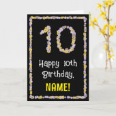 10誕生日:フローラ花数名前をカスタムする カード (黄色い花)