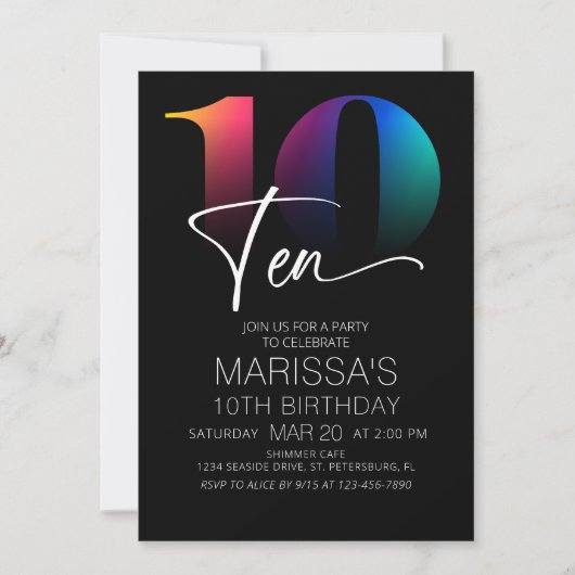 10誕生日 モダン 招待状 (正面)