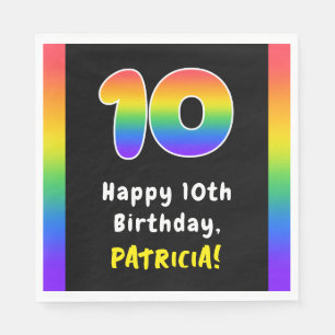 10誕生日:レインボースペクトル# 10、名前をカスタムする スタンダードランチョンナプキン
