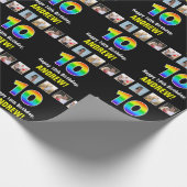 10誕生日:レインボー「10」、写真カスタムと名前 ラッピングペーパー (角)