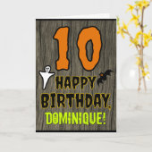 10誕生日:不気味ハロウィーンテーマ、名前をカスタムする カード (黄色い花)