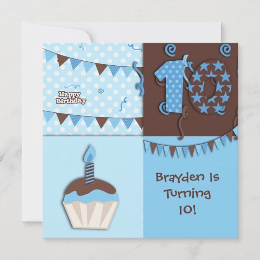 10誕生日:少年：招待状 招待状 (正面)