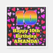 10誕生日:愛するハートパターン、虹# 10 スタンダードランチョンナプキン (正面)