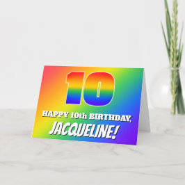 10誕生日:数々の色のレインボーパターン# 10 カード