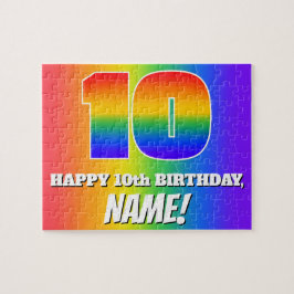 10誕生日— 数々の色のレインボーパターン「10」 ジグソーパズル