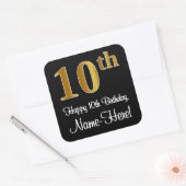 10誕生日 – 豪華エレガントなフェイク金ゴールドルック# スクエアシール (封筒)