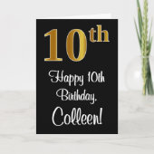 10誕生日～豪華エレガントなフェイク金ゴールド外観# カード (正面)