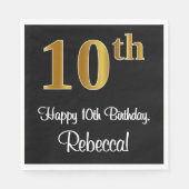 10誕生日~豪華エレガントなフェイク金ゴールド外観# スタンダードランチョンナプキン (正面)