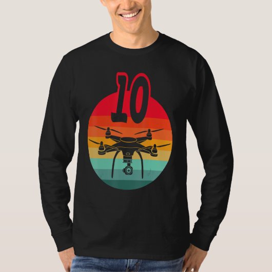 10誕生日Iレトロリモートコントロールドローン(C) Tシャツ (正面)