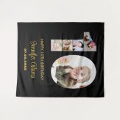 10誕生日Number 10フォトコラージブラックモダン タペストリー (正面(横))