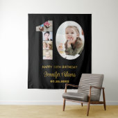 10誕生日Number 10フォトコラージブラックモダン タペストリー (インサイチュ)