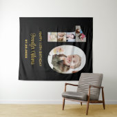 10誕生日Number 10フォトコラージブラックモダン タペストリー (インサイチュ(横))