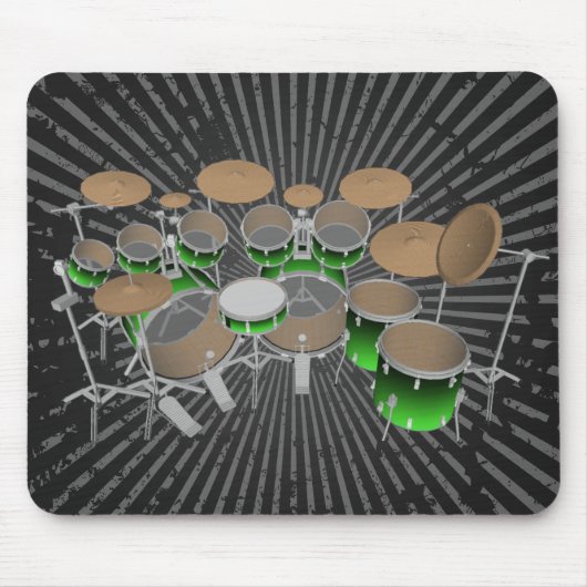 10部分のドラムキット: 緑の勾配: ドラムマウスパッド マウスパッド (正面)