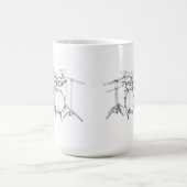 10部分のドラムキット: 黒く及び白いスケッチ: コーヒーマグカップ (中央)