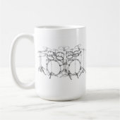 10部分のドラムキット: 黒く及び白いスケッチ: コーヒーマグカップ (左)