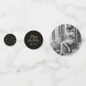 10金ゴールド&ブラック紙吹雪100th誕生日パーティー コンフェッティ (裏面)