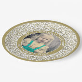 100あなたの写真の乱数パターン金ゴールド/白 ペーパープレート (アングル)