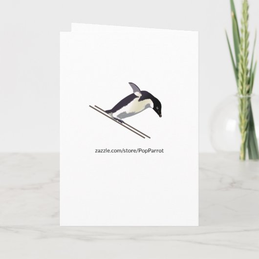 100おもしろい万のスキーペンギンありがとう カード (裏面)