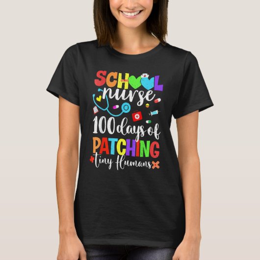 100おもしろい日の小さな人間のスクールナーパッチ Tシャツ (正面)