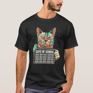 100おもしろい日のSChool Cat 100th Day of School 2 Tシャツ