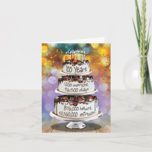 100おもしろい番目の誕生日カード – 年計数100 シーズンカード (正面)