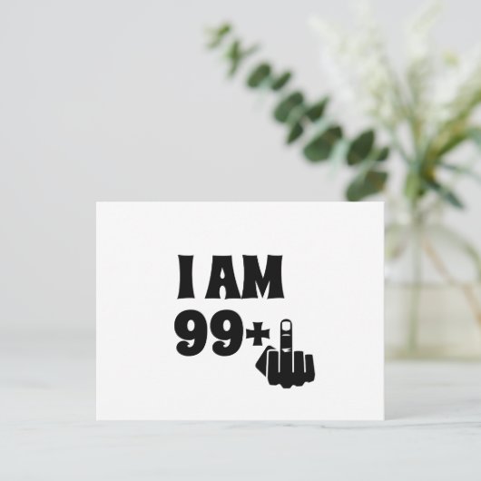 100おもしろい番目の誕生日ギフト、99 Plus one ポストカード (スタンド正面)