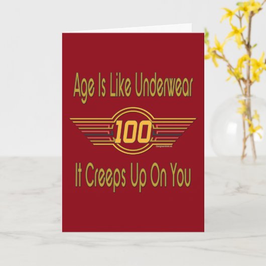 100おもしろい誕生日ギフト – 年齢は下着のようなものだ カード (黄色い花)