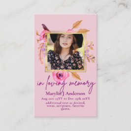 100かわいらしフローラ祈りの言葉葬儀記念写真 名刺