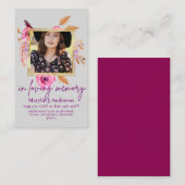 100かわいらしフローラ祈りの言葉葬儀記念写真 名刺 (正面/裏面)