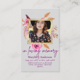 100かわいらしフローラ祈りの言葉葬儀記念写真 名刺