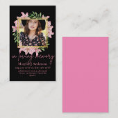 100かわいらしフローラ祈りの言葉葬儀記念写真 名刺 (正面/裏面)