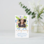 100かわいらしフローラ祈りの言葉葬儀記念写真 名刺 (スタンド正面)