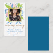 100かわいらしフローラ祈りの言葉葬儀記念写真 名刺 (正面/裏面)