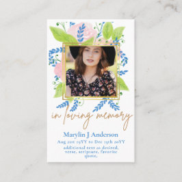 100かわいらしフローラ祈りの言葉葬儀記念写真 名刺