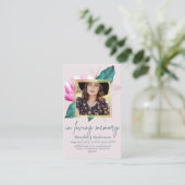 100かわいらしフローラ祈りの言葉葬儀記念写真 名刺 (スタンド正面)