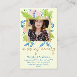 100かわいらしフローラ祈りの言葉葬儀記念写真 名刺