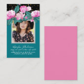 100かわいらしフローラ祈りの言葉葬儀記念写真 名刺 (正面/裏面)