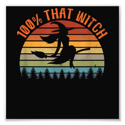 100その魔女 – 面白いハロウィーンヴィンテージハロウィーン フォトプリント            (正面)